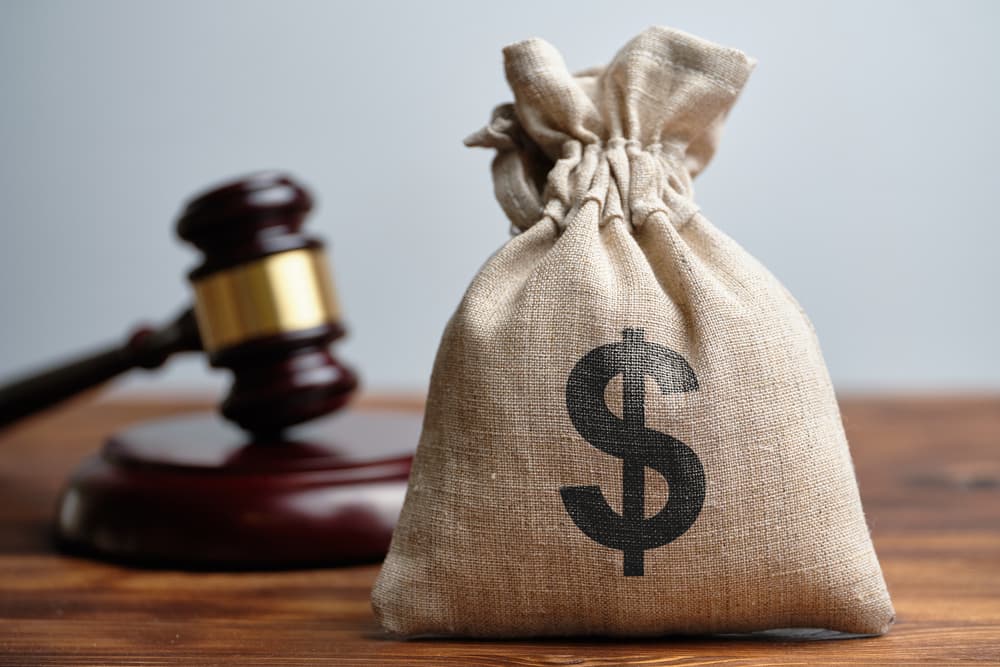 Dollar bag and judge's gavel